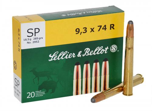 Патрон нарізний Sellier & Bellot к. 9,3x74 R куля SP 18,5 г.