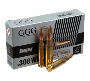 Патрон нарізний GGG k.308 Win, SIERRA HPBT, 175gr (11,3 г)