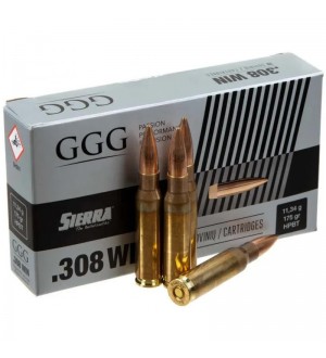 Патрон нарізний GGG k.308 Win, SIERRA HPBT, 175gr (11,3 г)